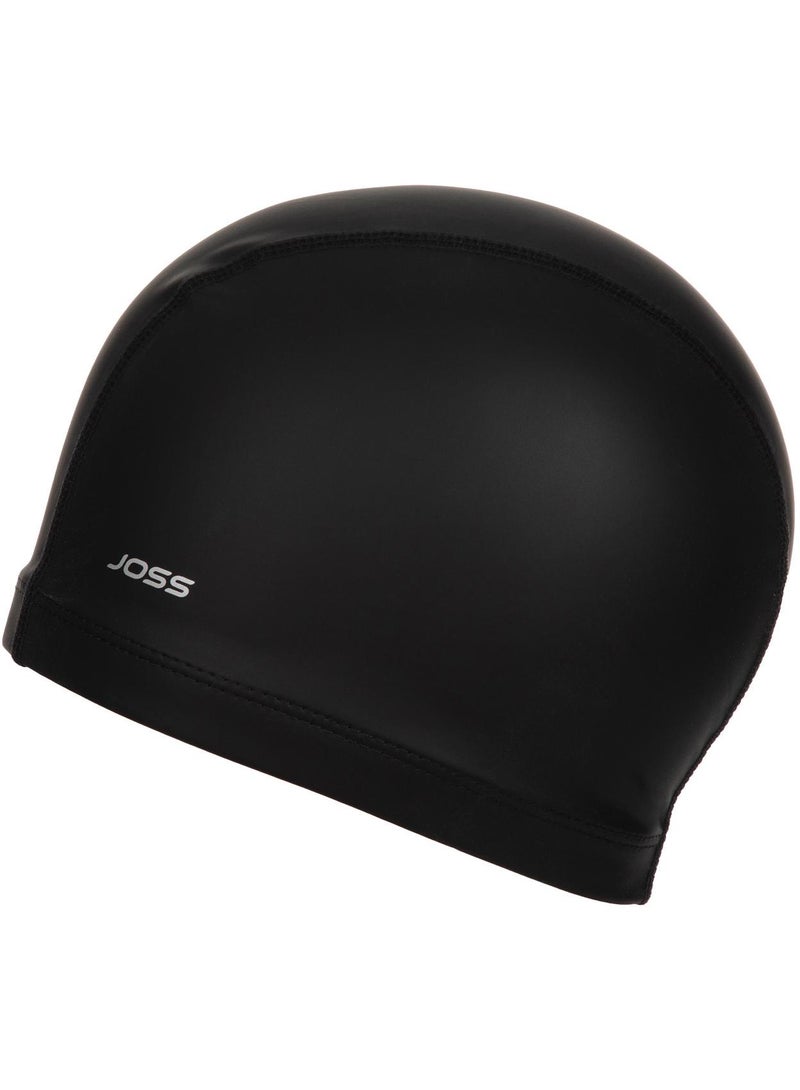 Black Swimming Cap With Coating  Recycled Silicone, Eco-Friendly, Comfortable Fit, Chlorine Protection, Ideal For Pool & Open Water Swimming