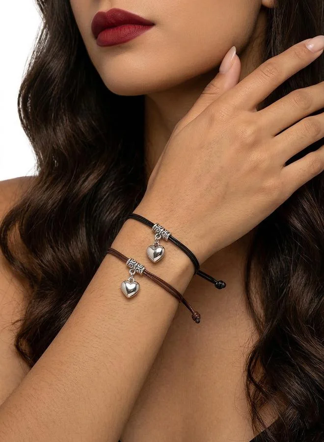 Take Two Pack of 2 - Multi-Color Heart Charm Bracelets