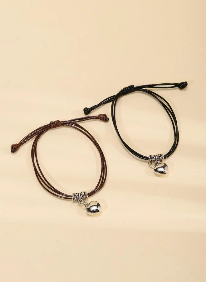 Take Two Pack of 2 - Multi-Color Heart Charm Bracelets
