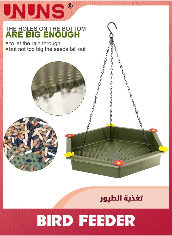 UNUNS Hanging Bird Feeder,2Pcs Hanging Bird Bath,2 In 1 Hanging Bird Feeder Bird Bath For Outside,Garden Bird Bat Bird Feeder Plate,Green  - Image 4