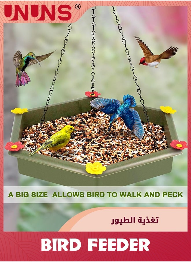 UNUNS Hanging Bird Feeder,2Pcs Hanging Bird Bath,2 In 1 Hanging Bird Feeder Bird Bath For Outside,Garden Bird Bat Bird Feeder Plate,Green  - Image 5