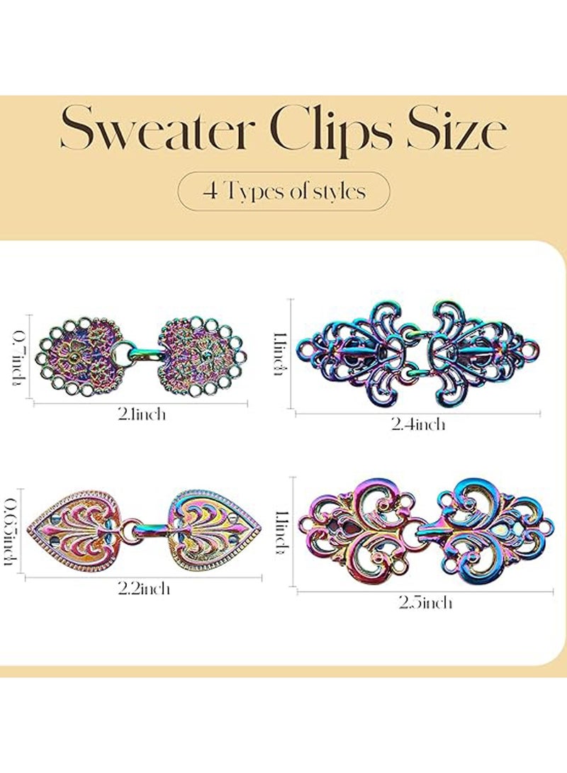 CMGTYYD Pack of 4 Vintage Jumper Swirl Clip, Cape Clips for Dresses, Retro Cardigan Clip, Shawl Collar Closure, Dress Shirt Button Clip for Girls, Women - Image 2