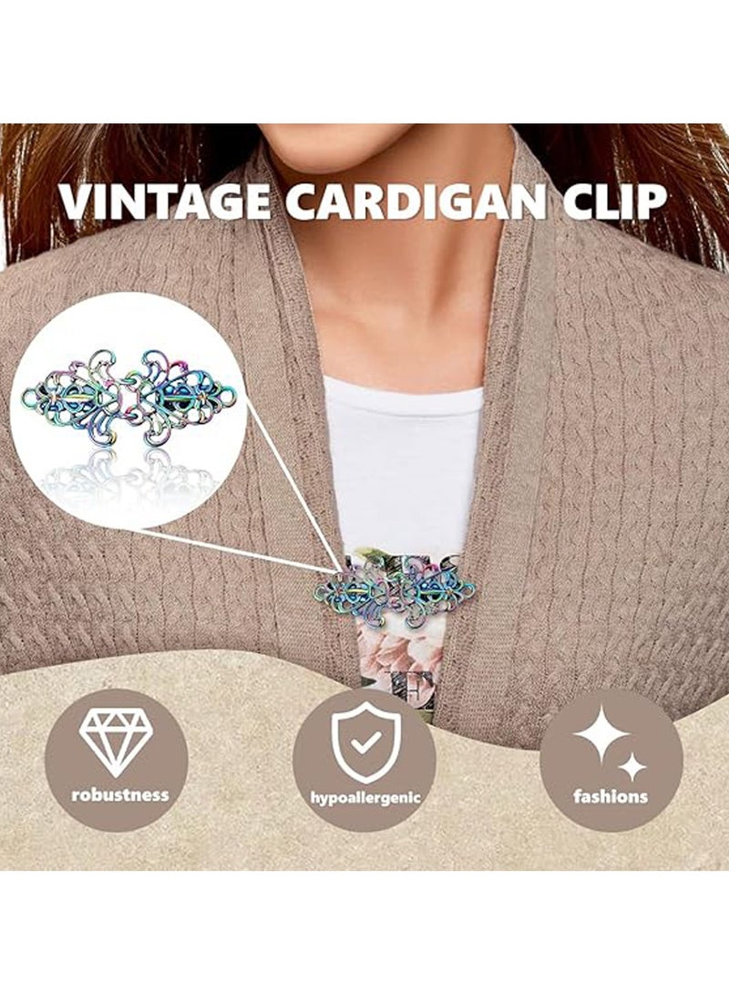 CMGTYYD Pack of 4 Vintage Jumper Swirl Clip, Cape Clips for Dresses, Retro Cardigan Clip, Shawl Collar Closure, Dress Shirt Button Clip for Girls, Women - Image 5
