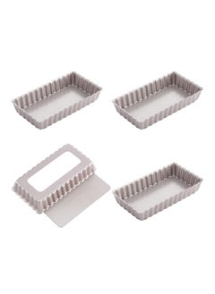chefmade Mini Rectangle Tart Pan Set 2x4 Inch 4Pcs with Removable Loose Bottom  - Image 1