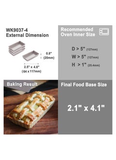 chefmade Mini Rectangle Tart Pan Set 2x4 Inch 4Pcs with Removable Loose Bottom  - Image 2