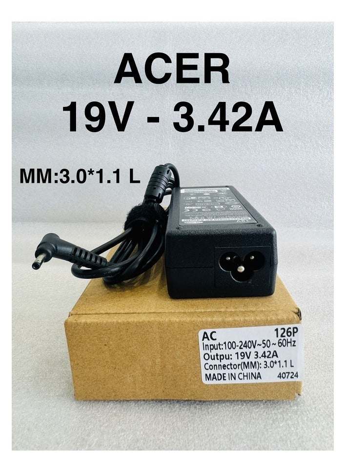 Laptop Power Supply AC Adapter Charger ACER 19V 3.42A  100-240v 50-60Hz MM:3.0*117 L For Laptop  ACER - Image 2