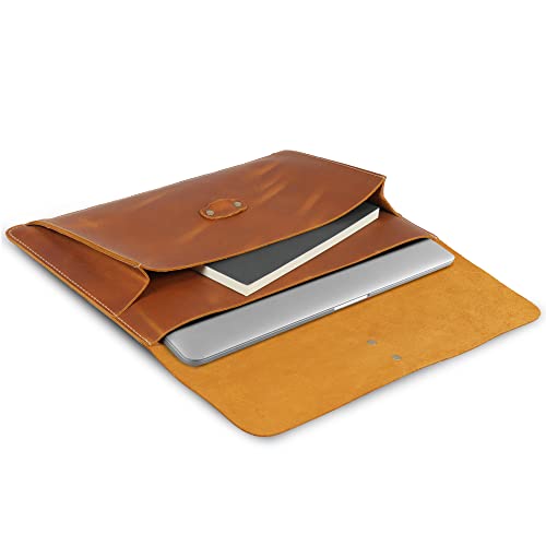 Londo Real Grain Leather MacBook Pro and MacBook Air Case, Front Pocket & Flap Closure - 14 Inch - 13 Inch (M4, M3, M2, M2, M1, Pro, Max) 13.3 Inch, iPad Pro 12.9 Inch - 2020 to 2024 Models - Image 4