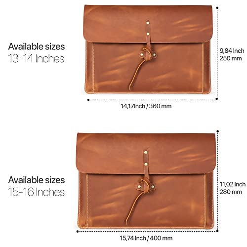 Londo Real Grain Leather MacBook Pro and MacBook Air Case, Front Pocket & Flap Closure - 14 Inch - 13 Inch (M4, M3, M2, M2, M1, Pro, Max) 13.3 Inch, iPad Pro 12.9 Inch - 2020 to 2024 Models - Image 2