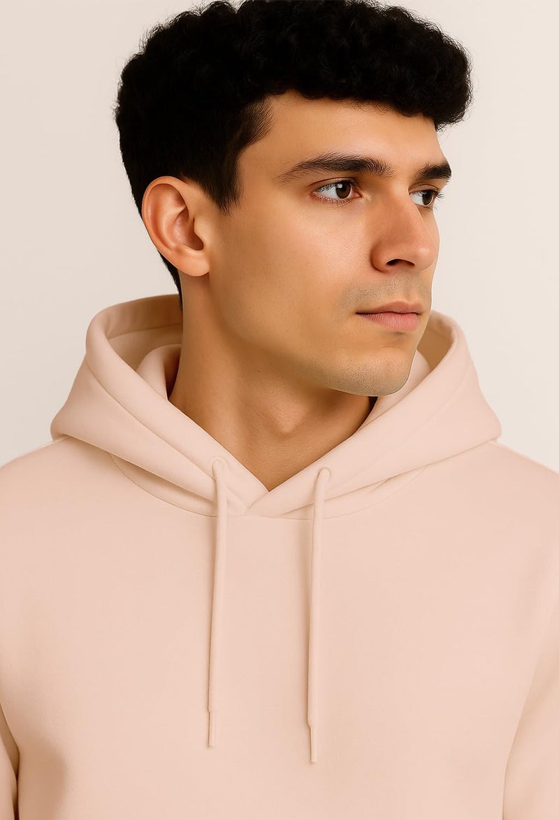 NOBERO Men's Fleece Neck Regular Fit Hooded Sweatshirt (1M-TWHO-R0004_Pink Clay_Large) - Image 2