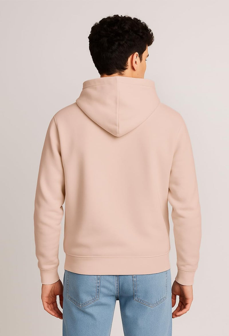 NOBERO Men's Fleece Neck Regular Fit Hooded Sweatshirt (1M-TWHO-R0004_Pink Clay_Large) - Image 3