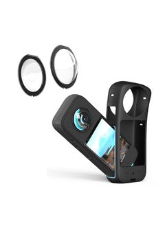 KASTWAVE حافظة واقية من السيليكون وواقيات للعدسات لـ Insta360 X3، غطاء سيليكون مضاد للخدش وواقي عدسة مقاوم للماء  - Image 1