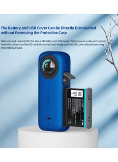 KASTWAVE حافظة واقية من السيليكون وواقيات للعدسات لـ Insta360 X3، غطاء سيليكون مضاد للخدش وواقي عدسة مقاوم للماء  - Image 4