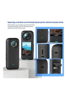 KASTWAVE حافظة واقية من السيليكون وواقيات للعدسات لـ Insta360 X3، غطاء سيليكون مضاد للخدش وواقي عدسة مقاوم للماء  - Image 5