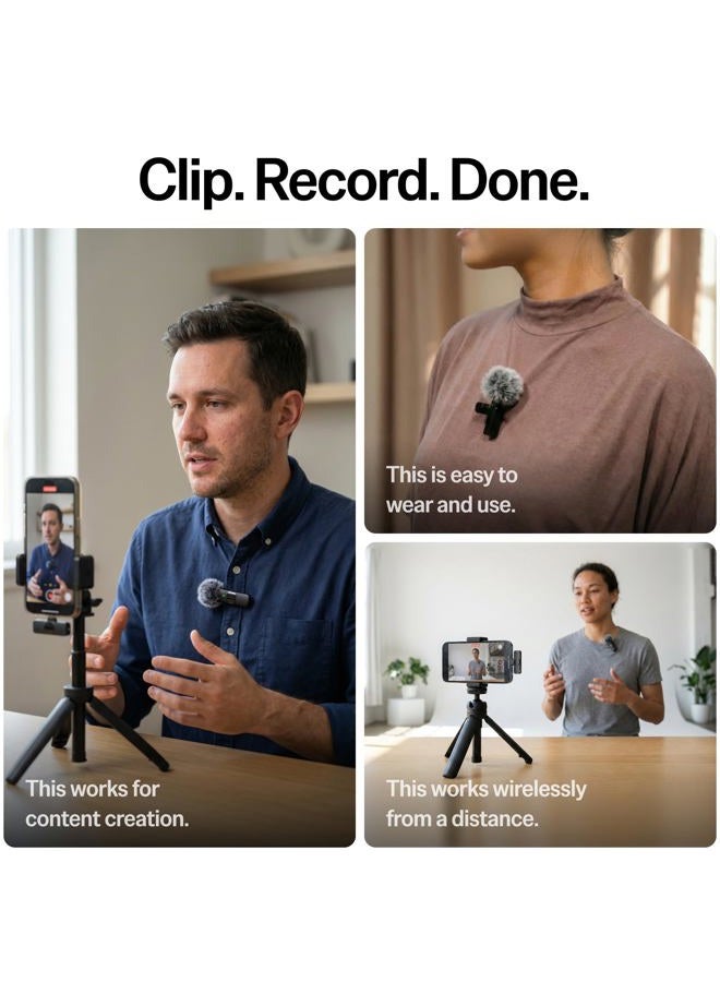 Mini Mic Pro (Latest Model) - Professional Wireless Microphone for iPhone, iPad, Android, Lavalier Microphone for Video Recording - iPhone Mic Crystal Clear Recording with USB-C for Content Creators - Image 3