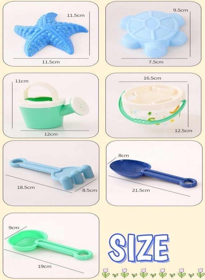 طقم ألعاب شاطئية وثلجية للأطفال بتصميم ديناصور، 7 قطع تشمل دلوًا شفافًا ومجارف وقوالب، مجموعة متعددة الاستخدامات للعب في الرمل والحمام والمسابح والشتاء - Image 3
