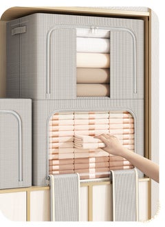 DUNISO 2 Pack Wardrobe Clothes Organizer，Foldable Clothing Storage Boxes，Stackable Drawer Organizers,with Metal Frames，Handles，Transparent Windows, and Double Zippers，for Clothes, Jeans, Pants, Sweaters, Dresses  - Image 1