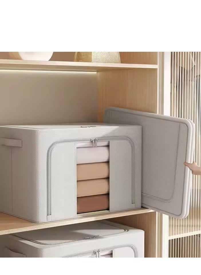 DUNISO 2 Pack Wardrobe Clothes Organizer，Foldable Clothing Storage Boxes，Stackable Drawer Organizers,with Metal Frames，Handles，Transparent Windows, and Double Zippers，for Clothes, Jeans, Pants, Sweaters, Dresses  - Image 2