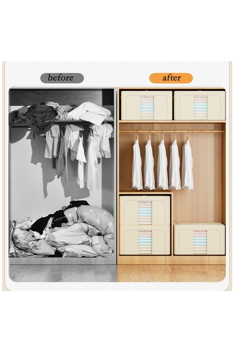 DUNISO 2 Pack Wardrobe Clothes Organizer，Foldable Clothing Storage Boxes，Stackable Drawer Organizers,with Metal Frames，Handles，Transparent Windows, and Double Zippers，for Clothes, Jeans, Pants, Sweaters, Dresses  - Image 3