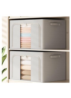 DUNISO 2 Pack Wardrobe Clothes Organizer，Foldable Clothing Storage Boxes，Stackable Drawer Organizers,with Metal Frames，Handles，Transparent Windows, and Double Zippers，for Clothes, Jeans, Pants, Sweaters, Dresses  - Image 5