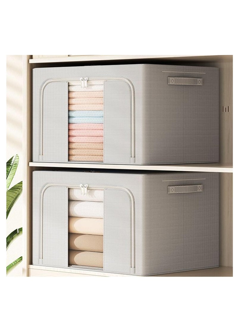 DUNISO 2 Pack Wardrobe Clothes Organizer，Foldable Clothing Storage Boxes，Stackable Drawer Organizers,with Metal Frames，Handles，Transparent Windows, and Double Zippers，for Clothes, Jeans, Pants, Sweaters, Dresses  - Image 5