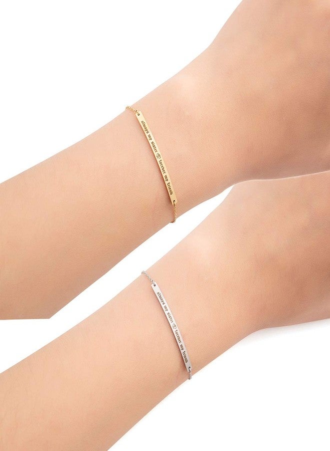 Zealmer Aways My Sister Forevery My Friend Inspirational Sisters Bracelets for 2, 16K Gold Plated - Image 5
