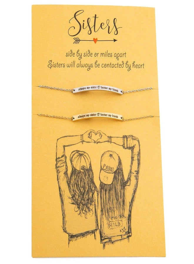 Zealmer Aways My Sister Forevery My Friend Inspirational Sisters Bracelets for 2, 16K Gold Plated - Image 1