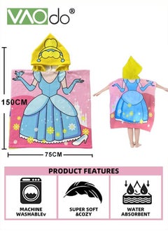 VAOdo Kids Bath Towel for 1-6 Years Toddler Kids Hooded Towel Microfiber Bath Towel Super Soft Robe Poncho Bathrobe Swimming Beach Holiday Water PlayingBeach Pool Bath Swim Coverups (1Pcs)  - Image 2