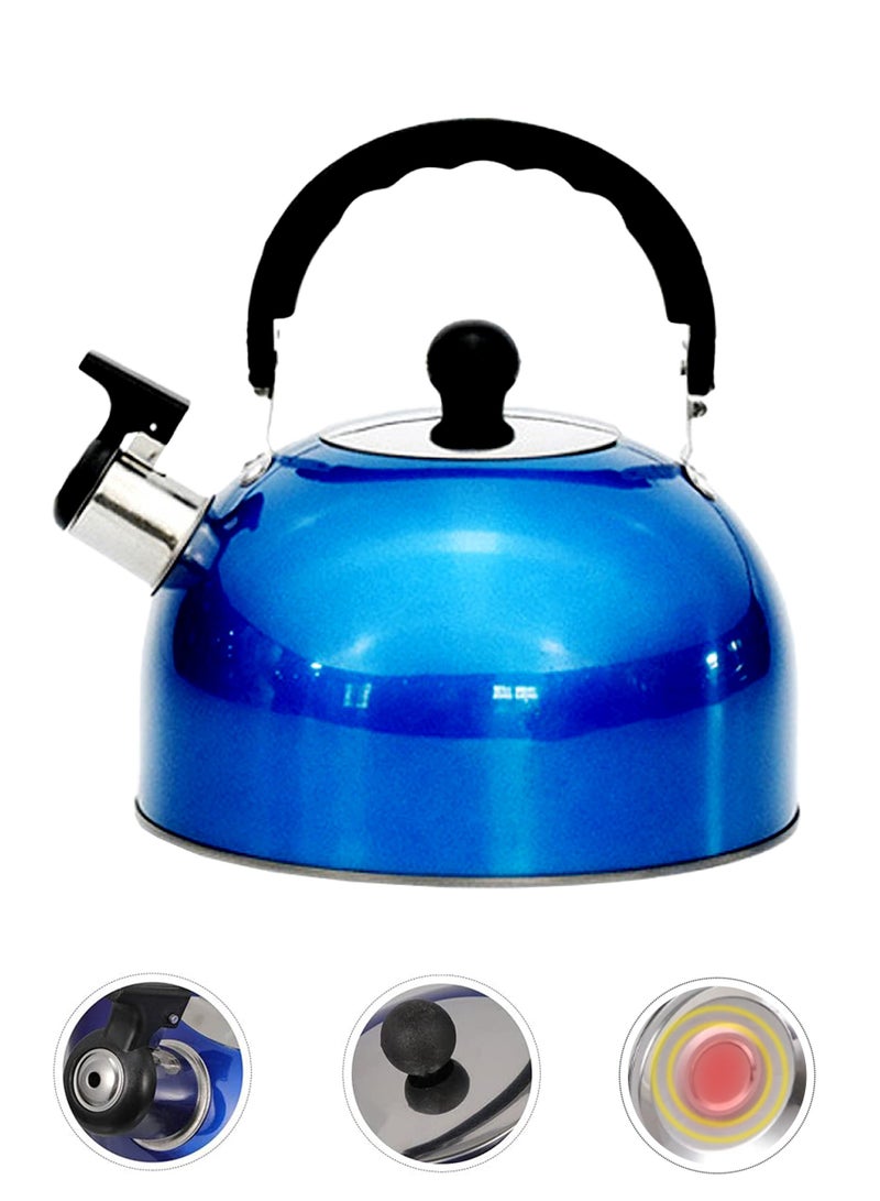 Tea Pot, Whistling Tea Kettle with Heat Resistant Handle, Stove-top Kettle for Coffee and Tea(Blue)  - Image 1