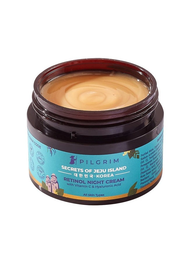 PILGRIM - Korean Retinol Anti Aging Night Cream With Hyaluronic Acid & Vitamin C |Discover Young, Wrinkle-Free & Radiant Skin| Anti Aging Cream For Oily & Dry Skin| For Men & Women|Korean Skin Care|50Gm - Image 1