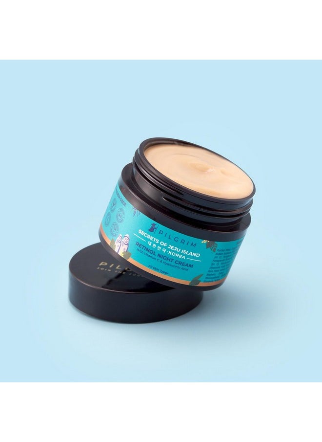 PILGRIM - Korean Retinol Anti Aging Night Cream With Hyaluronic Acid & Vitamin C |Discover Young, Wrinkle-Free & Radiant Skin| Anti Aging Cream For Oily & Dry Skin| For Men & Women|Korean Skin Care|50Gm - Image 1