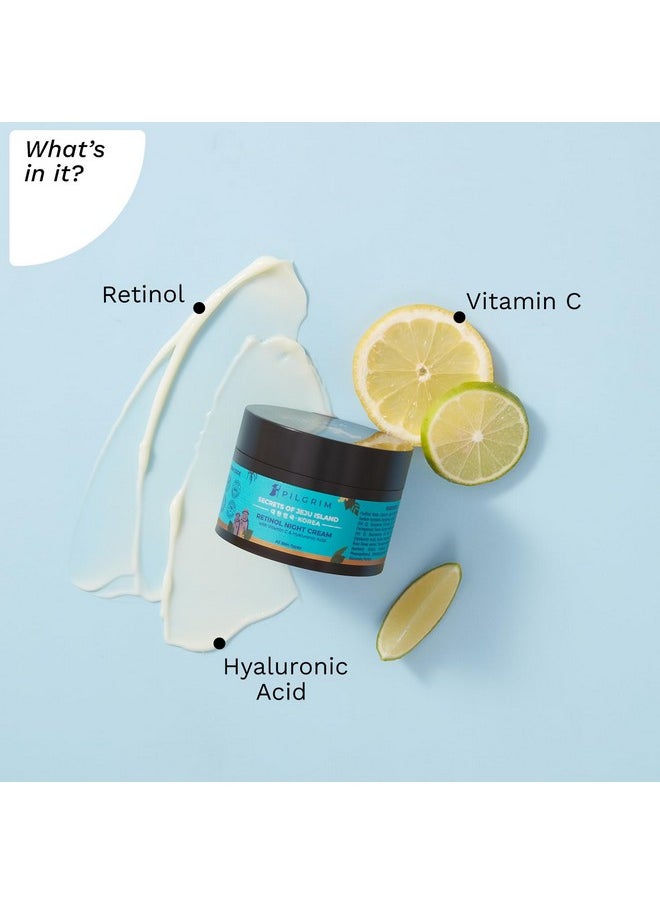 PILGRIM - Korean Retinol Anti Aging Night Cream With Hyaluronic Acid & Vitamin C |Discover Young, Wrinkle-Free & Radiant Skin| Anti Aging Cream For Oily & Dry Skin| For Men & Women|Korean Skin Care|50Gm - Image 1