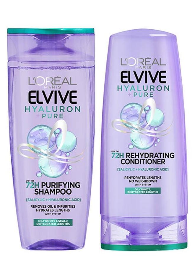 L'OREAL PARIS Elvive Hyaluron Pure Shampoo 400ml + Elvive Hyaluron Pure Conditioner 360ml - Image 1