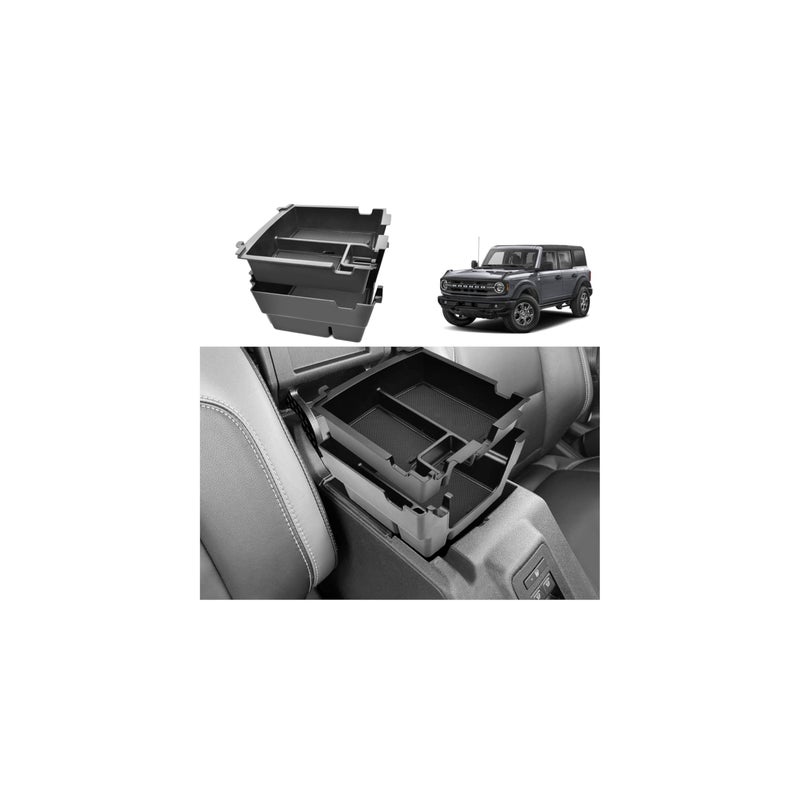 GZSH 2025 Upgrade DoubleLayer Center Console Organizer fit for 2025 2026 Ford Bronco 4 Door Full Size Not for Sport Model Not for 2 Door Not for manual transmission - Image 2