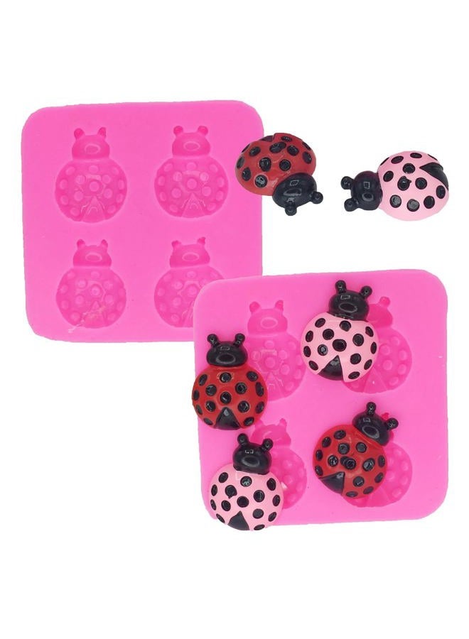 Seedomes 2 Pcs Lovely Insect Ladybug Ladybird Silicone Mold for DIY Fondant Desserts Pudding Jelly Shots Soap Mould Handmade Ice Cream Chocolate Cupcake Cake Topper Decoration Candy Ice Cube Gum Paste - Image 1