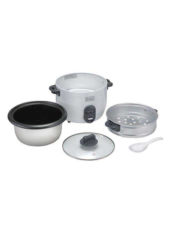 BLACK+DECKER Rice Cooker, Multifunctional Cooking Options, Removable Non-Stick Bowl, Steaming Tray, Water Level Indicator, Glass Lid, Cool Touch Handle, Compact, 1.8 L 700 W RC1860-B5 White - Image 4