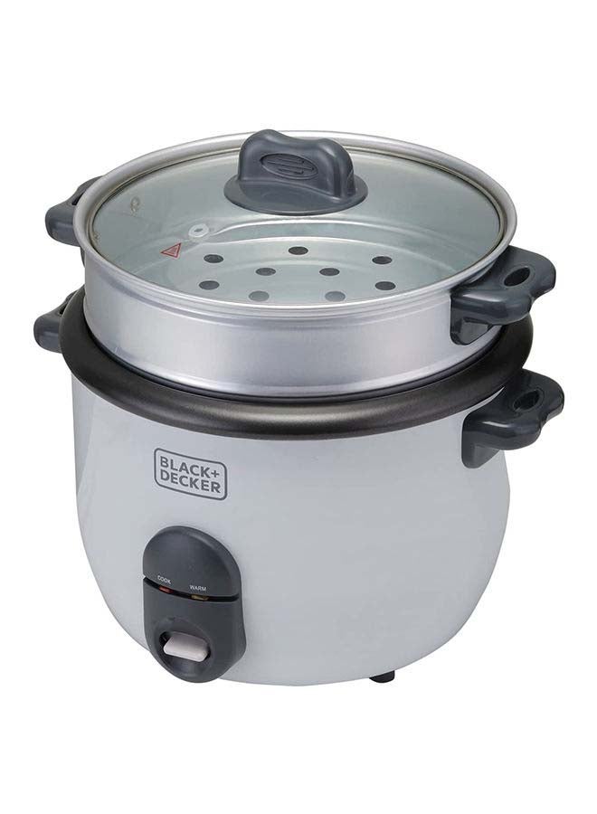 BLACK+DECKER Rice Cooker, Multifunctional Cooking Options, Removable Non-Stick Bowl, Steaming Tray, Water Level Indicator, Glass Lid, Cool Touch Handle, Compact, 1.8 L 700 W RC1860-B5 White - Image 3
