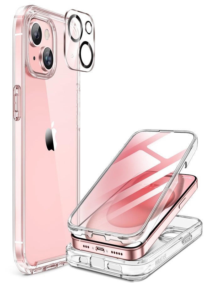 Miracase for iPhone 15 Case Clear Full-Body Built-in Glass Screen Protector &Camera Protector, Military Drop Proof 15 Phone Case 360 Degree Shockproof Protective Cover Bumper 6.1 inch, Clear - Image 1
