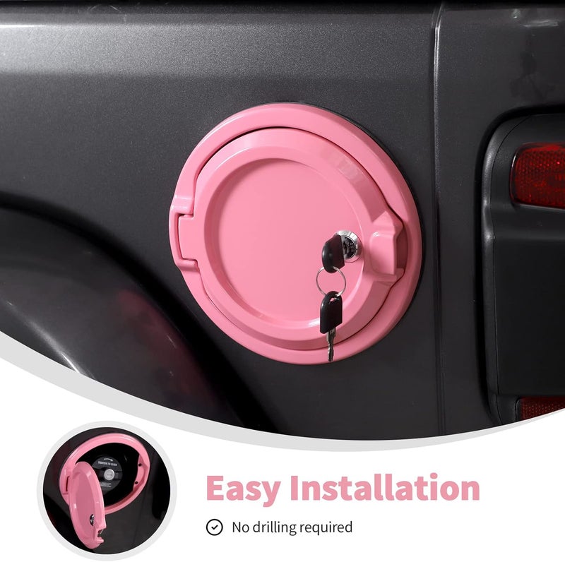 Linskip Pink Locking Fuel Filler Cap for Jeep Wrangler JL (2018-2024) - Image 4