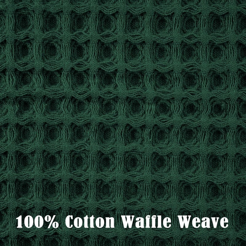 Jacquotha Waffle Hand Towels Set of 2 (Hunter-Green) â€“ Cotton, Quick Dry, Lint Free, 13â€ x 29â€, Bathroom Decor & Kitchen Towels - Image 4