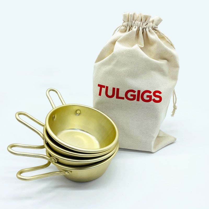 TULGIGS 4 pcs of Singlehanded Nickel Silver Makgeolli Bowl Korea Raw Rice Wine Glass Dongdongju Cup Made in Korea