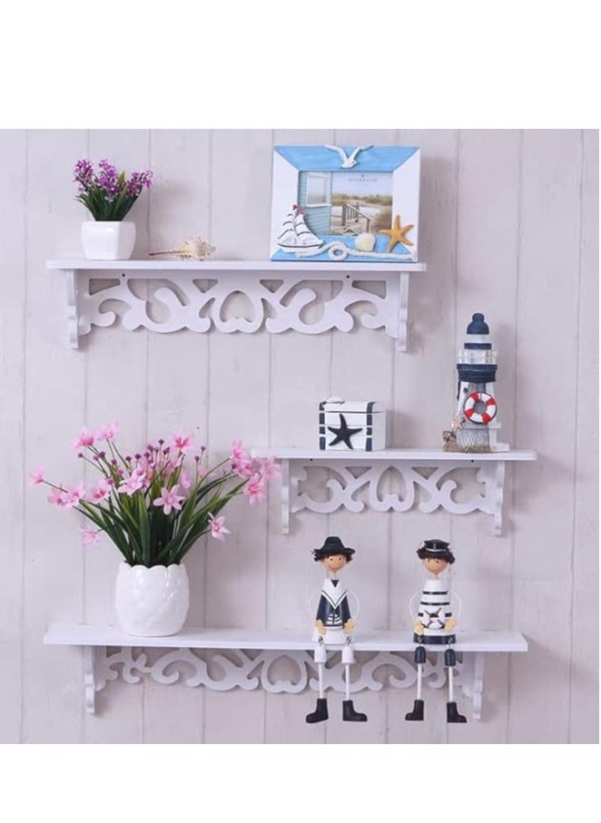 HOME TASTE TOMSUN Set of 3 Floating Shelves Wall Mounted Shelf For Bedroom, Living Room Wall Storage Organizer for Kitchen, Bathroom, Office  - Image 1