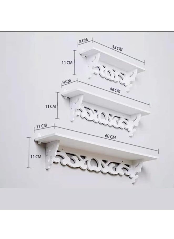 HOME TASTE TOMSUN Set of 3 Floating Shelves Wall Mounted Shelf For Bedroom, Living Room Wall Storage Organizer for Kitchen, Bathroom, Office  - Image 2