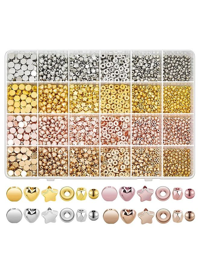 Arabest 2160 Gold Spacer Beads for Jewelry Making - Premium Metal Beads for DIY Kids Bracelets, Craft Beads Set for Children's Accessories  - Image 1