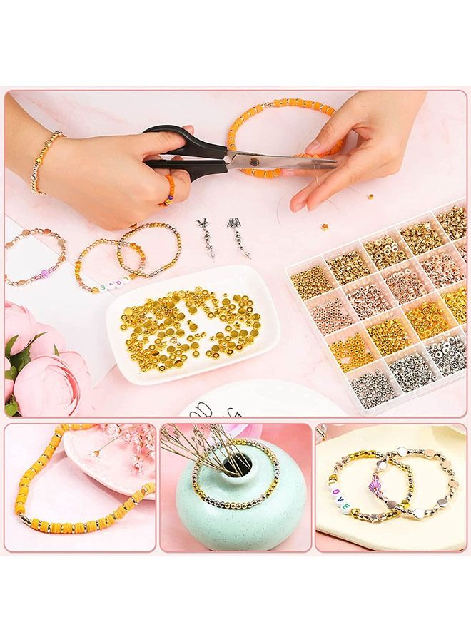 Arabest 2160 Gold Spacer Beads for Jewelry Making - Premium Metal Beads for DIY Kids Bracelets, Craft Beads Set for Children's Accessories  - Image 4