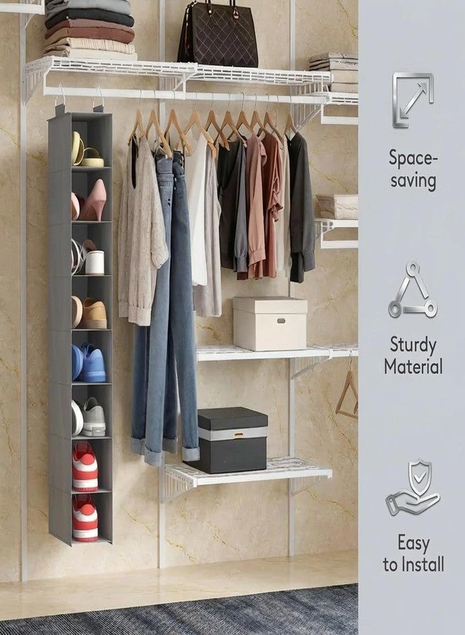 Lifewit Closet Shoe Organizer Hanging 8 Tier, Fabric Shoe Hanging Organizer for Closet, Collapsible Closet Organizers and Storage for Shelf, Wardrode, Dorm, 11.8" L X 5.9" W X 40.9" H, Gray - Image 5