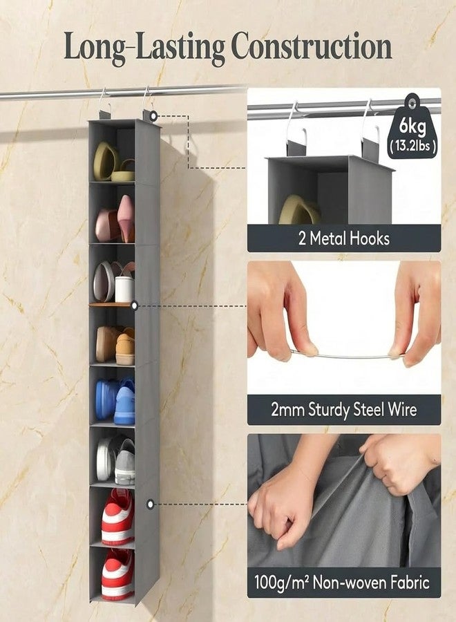 Lifewit Closet Shoe Organizer Hanging 8 Tier, Fabric Shoe Hanging Organizer for Closet, Collapsible Closet Organizers and Storage for Shelf, Wardrode, Dorm, 11.8" L X 5.9" W X 40.9" H, Gray - Image 3
