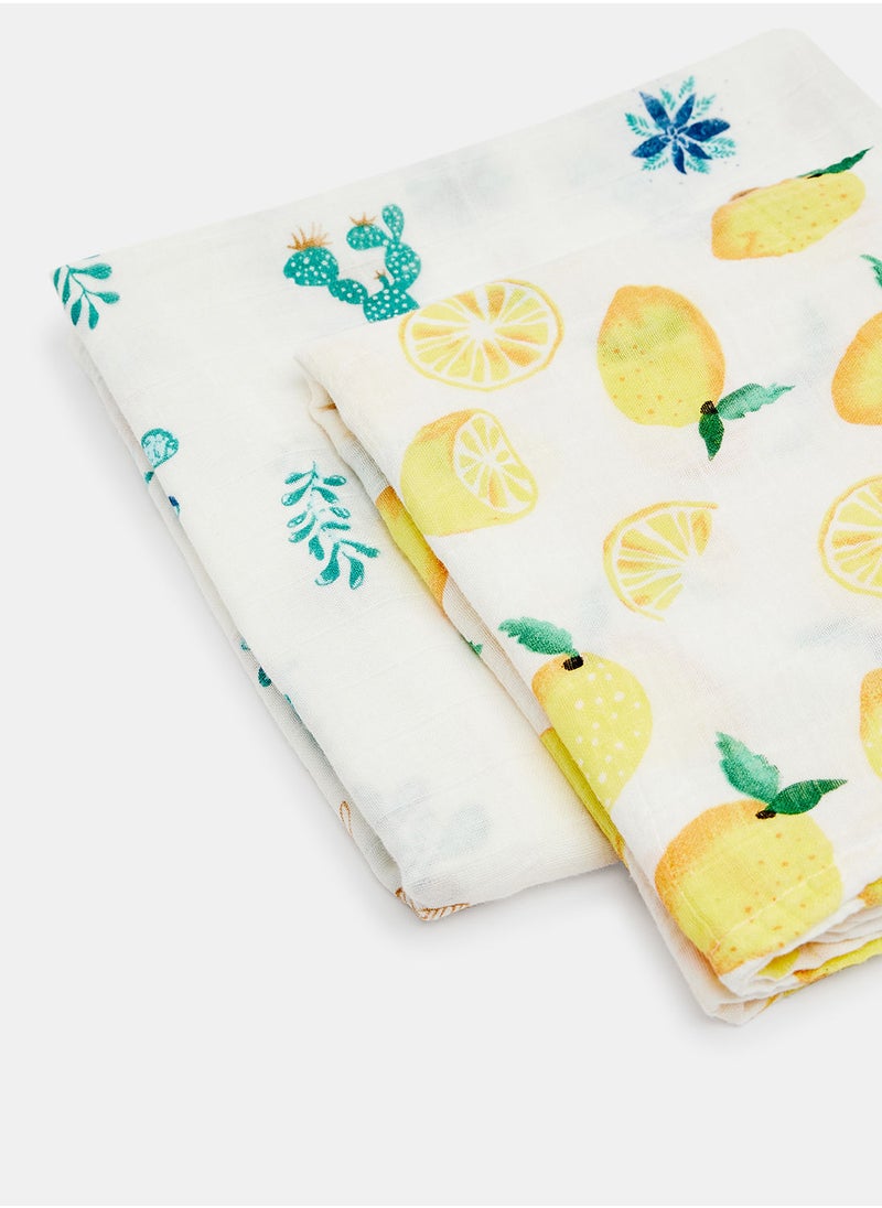 Bebi - Pack Of 2pcs Muslin Baby Swaddle Blanket Lightweight And Breathable Comfortable And Cozy Care For Boys & Girls, 100% Bamboo Cotton - Image 1