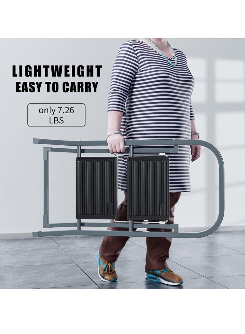 EASYSPEED Folding Ladder – 2-Step Stainless Steel Ladder – Non-Slip – Supports up to 150 kg – Grey - Image 2