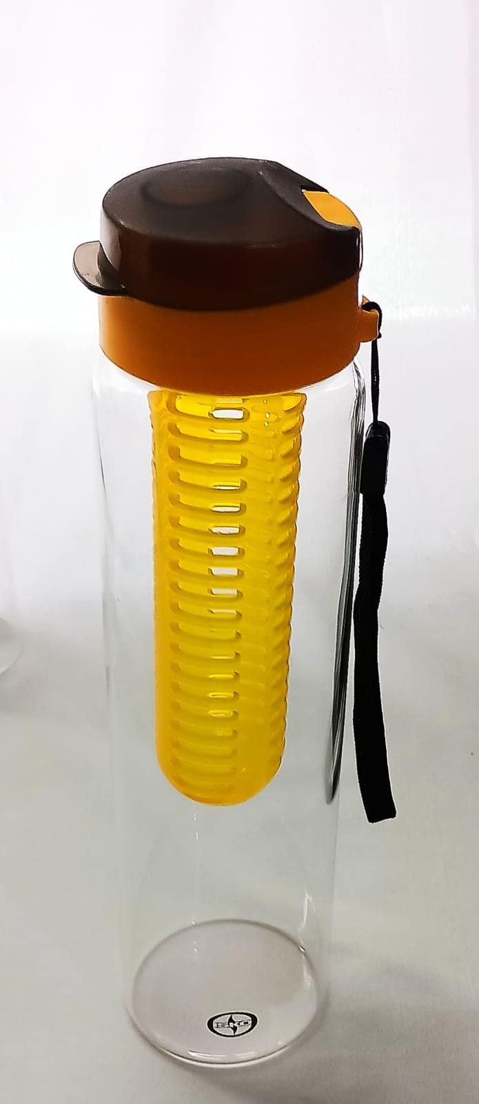 ISKO ® Borosilicate Glass Fruit Infuser Bottle With Sipper Cap And Protective Fabric Sleeve (1000 Ml),Orange - Image 1
