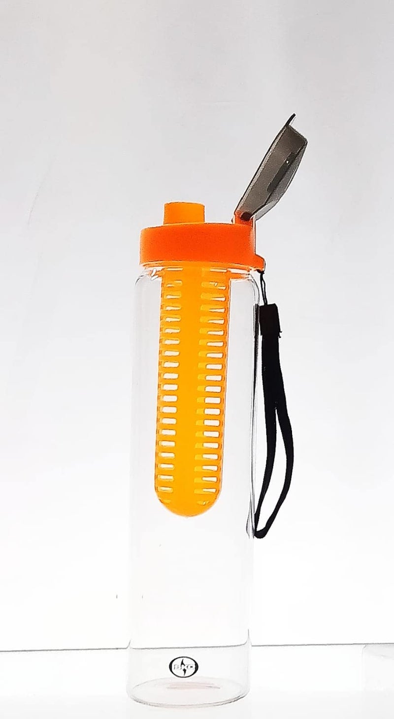 ISKO ® Borosilicate Glass Fruit Infuser Bottle With Sipper Cap And Protective Fabric Sleeve (1000 Ml),Orange - Image 3